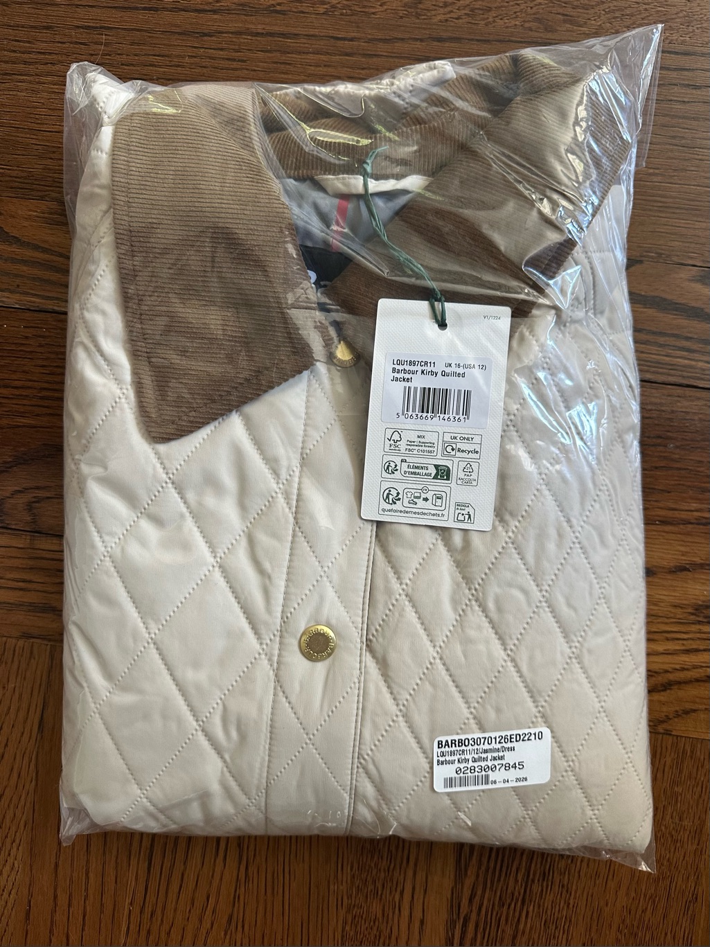 New Barbour Kirby Quilted Jacket. Cream. Us 12. Nwt — image 8 of 8